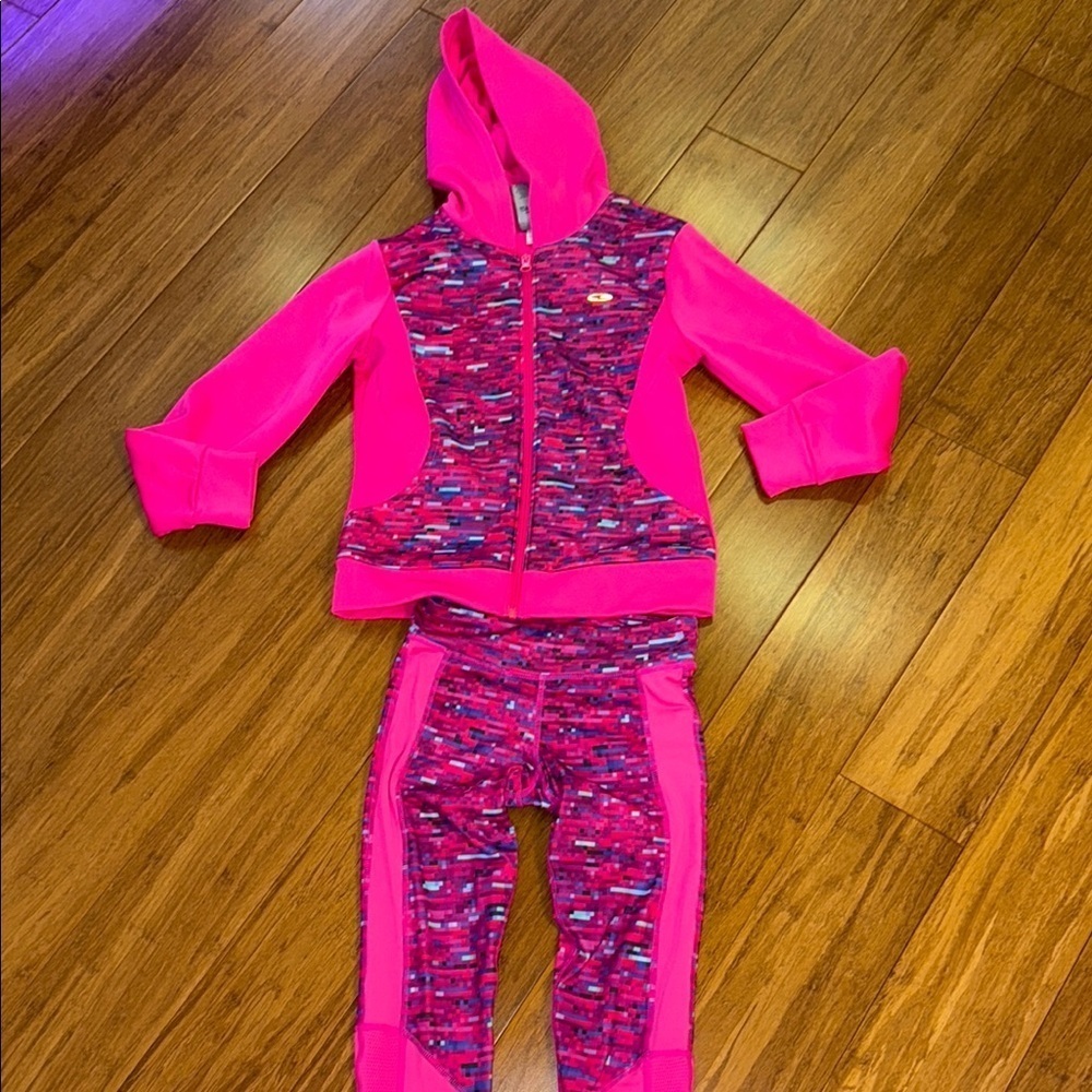 C9 Champion girls hot pink pixelated jacket and leggings size medium (7/8) NWOT